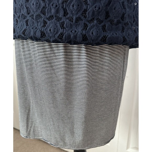 Max Studio Womens Blue Dress Cutout Lace Striped Lining Sleeveless Shift Sz M - Picture 5 of 9